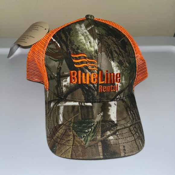 BLUELINE Rental Camouflage & Orange Trucker Snapback Hat - Picture 1 of 11